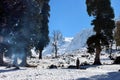 Snowy mountain valley in Kashmir in India.