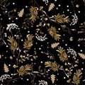 Winter snow in the night falling on the garden flower delicate soft and beautiful mood Seamless pattern vector ,design for fashion