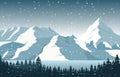 Winter Snow Pine Mountain Lake Snowfall Nature Landscape Illustration Royalty Free Stock Photo