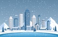 Winter Snow Pine Mountain Snowfall City House Landscape Illustration Royalty Free Stock Photo