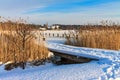Winter with snow at the port in Prerow, Germany Royalty Free Stock Photo