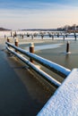 Winter with snow at the port in Prerow, Germany Royalty Free Stock Photo