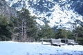 Winter and snow in Pyrenees lake Huesca Spain