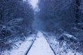 Winter snow on rail road