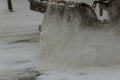 Winter the snow removal vehicle removing snow way after heavy snowfall Royalty Free Stock Photo
