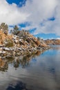 Snowy Winter Landscape at Watson Lake Prescott Arizona