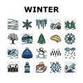 winter snow season nature icons set vector Royalty Free Stock Photo
