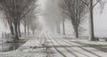 Road in Snow Storm Noordeloos Royalty Free Stock Photo