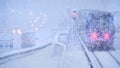 Winter snow storm, traffic Royalty Free Stock Photo