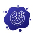 winter snow tire line icon, vector Royalty Free Stock Photo