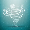 Winter snow tornado blue background