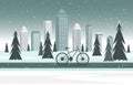 Winter Snow Tree Snowfall City Bike Landscape Illustration Royalty Free Stock Photo