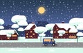 Winter Snow Tree Snowfall City House Landscape Illustration Royalty Free Stock Photo