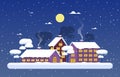Winter Snow Tree Snowfall City House Landscape Illustration Royalty Free Stock Photo