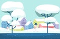 Winter Snow Tree Snowfall City House Landscape Illustration Royalty Free Stock Photo