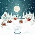 Winter Snow Urban Countryside Landscape City Village Real Estate New Year Christmas Night Background Modern Flat Design Icon Templ Royalty Free Stock Photo