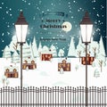 Winter Snow Urban Countryside Landscape City Village Real Estate New Year Christmas Night Background Modern Flat Design Icon Templ Royalty Free Stock Photo