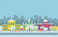 Winter Snow in Vienna City Cityscape Skyline Landmark Building Illustration