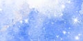 Winter snow watercolor background. White abstract texture. Blue sky with falling snow, snowflake Royalty Free Stock Photo