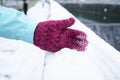 Winter snow in woman hand Royalty Free Stock Photo