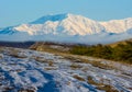 Winter snowbound mountain plateau landscape