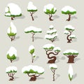 Winter Snowbound Trees Collection Royalty Free Stock Photo