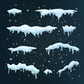 Winter snowdrift set on Christmas dark snowfall Royalty Free Stock Photo