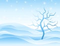 Winter Snowdrifts and Tree in Blue