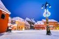 Brasov, Main Square winter time Transylvania, Romania