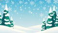 Winter Snowfall Background with Pine Tree and Snowflakes, Vector Illustration Royalty Free Stock Photo