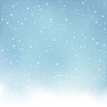 Winter snowfall blue background