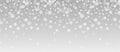 Winter snowfall. Falling snow, flakes banner. Vector Christmas snowfall border isolated on transparent background Royalty Free Stock Photo