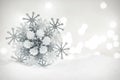 Winter snowflake decoration on glitter background.