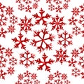 Winter snowflake red low poly seamless pattern