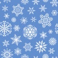 Winter snowflake seamless pattern, christmas ice flakes. Xmas gift wrapping paper texture with snow crystals and Royalty Free Stock Photo