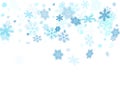 Winter snowflakes border cool background.