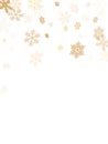 Winter snowflakes border trendy vector background. Macro snowflakes flying border design