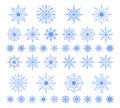 Winter snowflakes, Christmas snowfall snow crystals, frosted ice shapes. Iced crystal snowflakes, Christmas winter snowflake Royalty Free Stock Photo