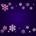 Winter snowflakes and circles border vector illustration