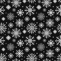 Winter snowflakes seamless pattern. Christmas vector background. Black and white. Easy to edit template for wrapping Royalty Free Stock Photo