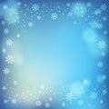 Winter snowflakes and soft highlights background. Royalty Free Stock Photo