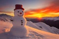 winter snowman, chrismas symbol, Snowman winter secenery, Panoramic view