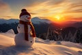 winter snowman, chrismas symbol, Snowman winter secenery, Panoramic view