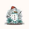 Winter snowman. Set with snowball and winter hat Royalty Free Stock Photo