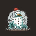 Winter snowman. Set with snowball and winter hat Royalty Free Stock Photo