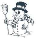 Winter snowman theme drawing 1