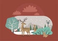 winter snowscape with animals