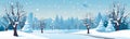 Winter Snowscape in City Park vector simple 3d isolated illustration