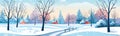 Winter Snowscape in City Park vector simple 3d isolated illustration