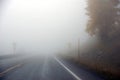 Winter snowstorm and fog makes driving hazardous Royalty Free Stock Photo